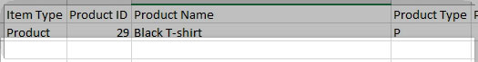 Create a new row underneath a base product to add options via CSV.
