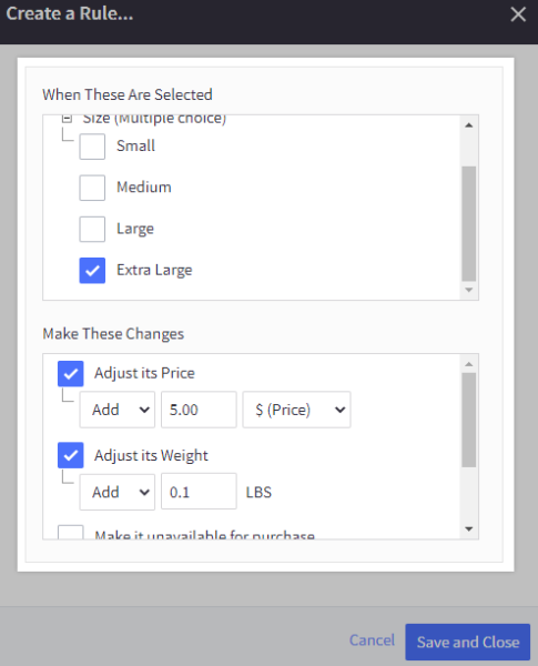 Rule creation settings