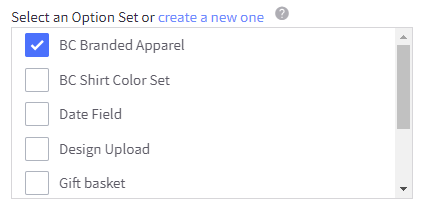 Select an option set or create a new one