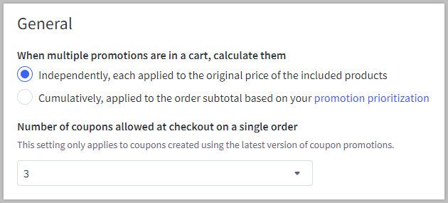 general promotion settings.