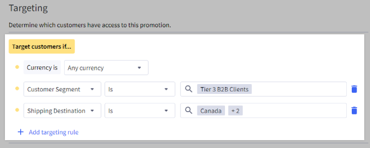 Targeting rules fields.