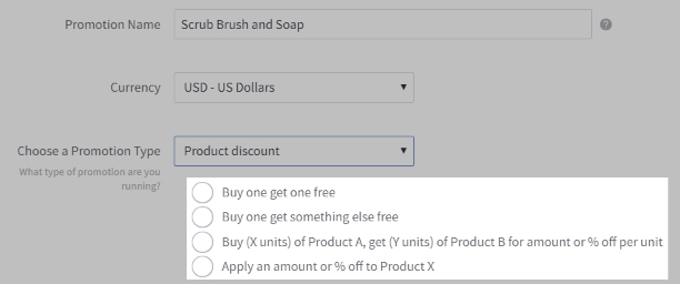 Highlighted Product discount rule types