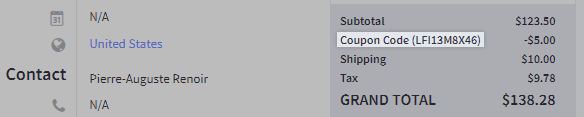 Coupon code in order details