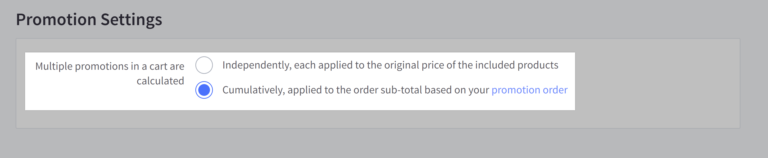 The Promotion Settings toggle located in Settings in the Control Panel