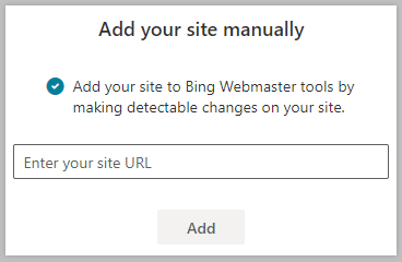 The Add a Site field in Bing Webmaster Tools