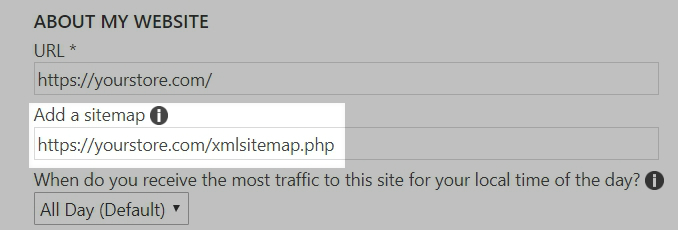 The Add a sitemap field in Bing Webmaster Tools