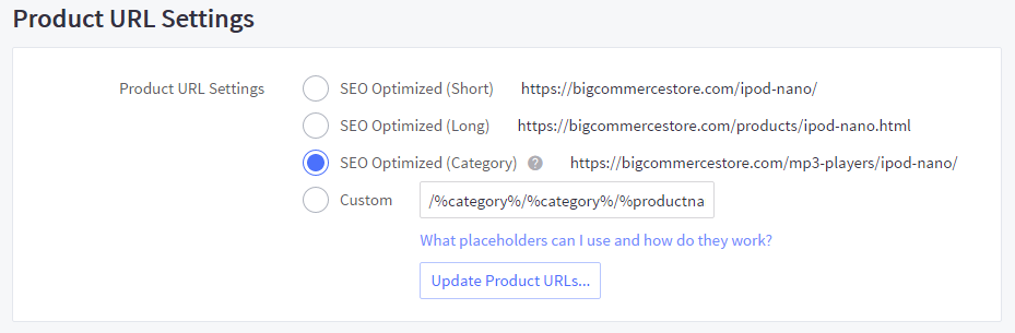 You can apply changes to product, category, and web content page URLs