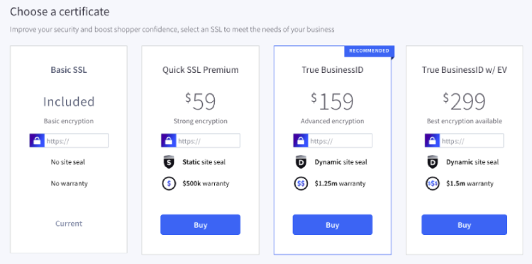 SSL certificates in the Account Dashboard