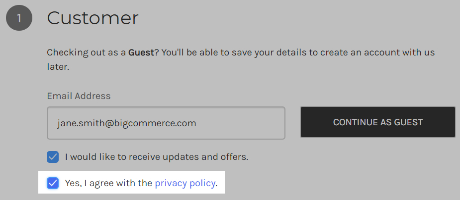 Require consent to privacy policy on checkout page
