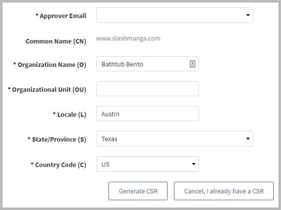CSR information fields.