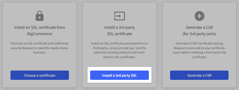 The Install a Third-Party SSL button highlighted.