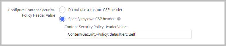 Content security policy header value setting.