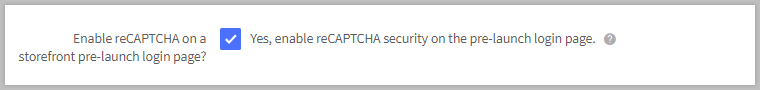Pre-launch landing page reCAPTCHA setting.
