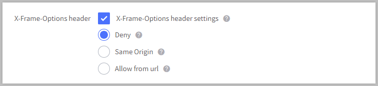 X-frame-Options header settings.