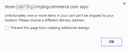 Changing the Shipping Error Message at Checkout