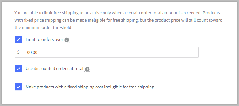 Free Shipping Options pop up