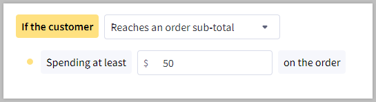 Promotion eligibility set for customers that reach an order subtotal of at least $50.