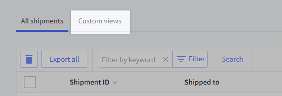 Custom views button highlighted.