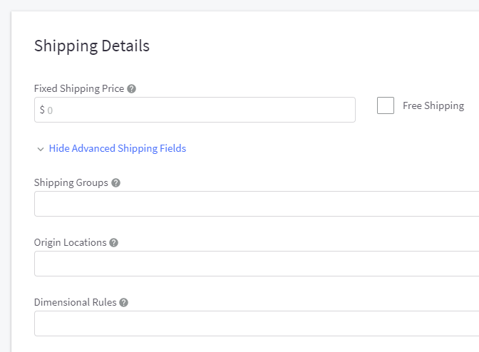 ShipperHQ fields under Show Advanced Shipping Fields in the v3 Add Products experience