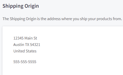 Shipping origin