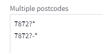 Post codes using wildcards (* and ?) in a custom shipping zone's settingsPost codes using wildcards (* and ?) in a custom shipping zone's settingsPost codes using wildcards (* and ?) in a custom shipping zone's settings