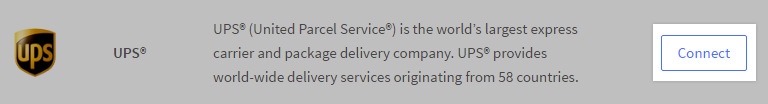 Connect button to the right of the UPS shipping method