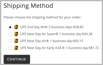 Estimated delivery date on the storefront