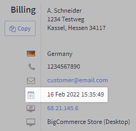 Timestamp highlighted in expanded order details