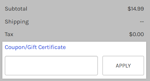 Coupon/Gift Certificate field displayed at checkout