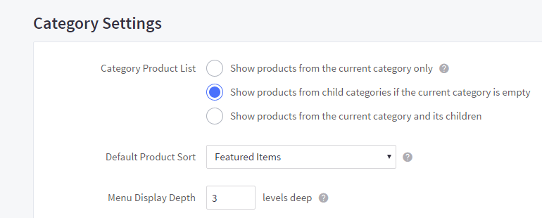 Category Display settings