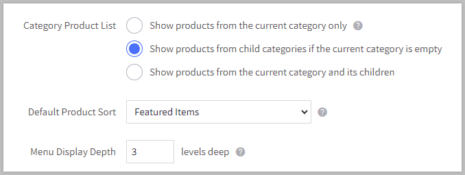 Category Display settings