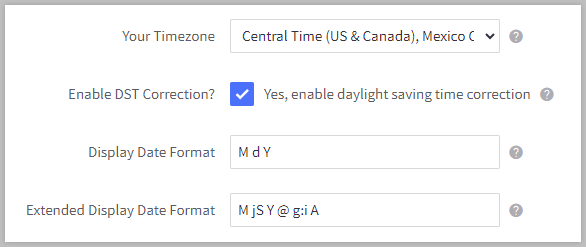 Date & Timezone settings