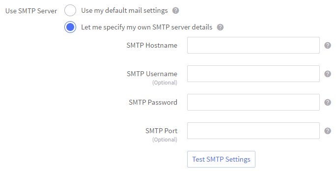 Custom SMTP settings