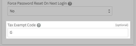 Tax Exempt Code field when editing a customer account