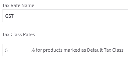 Fill in the default tax class for GST tax rate.