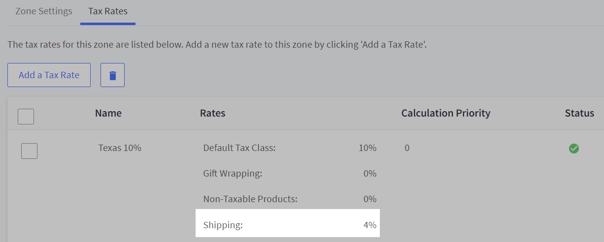 Shipping tax rate is 4% in tax zone settings