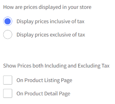 inclusive/exclusive pricing display setting and options to display both pricing on category and brand pages