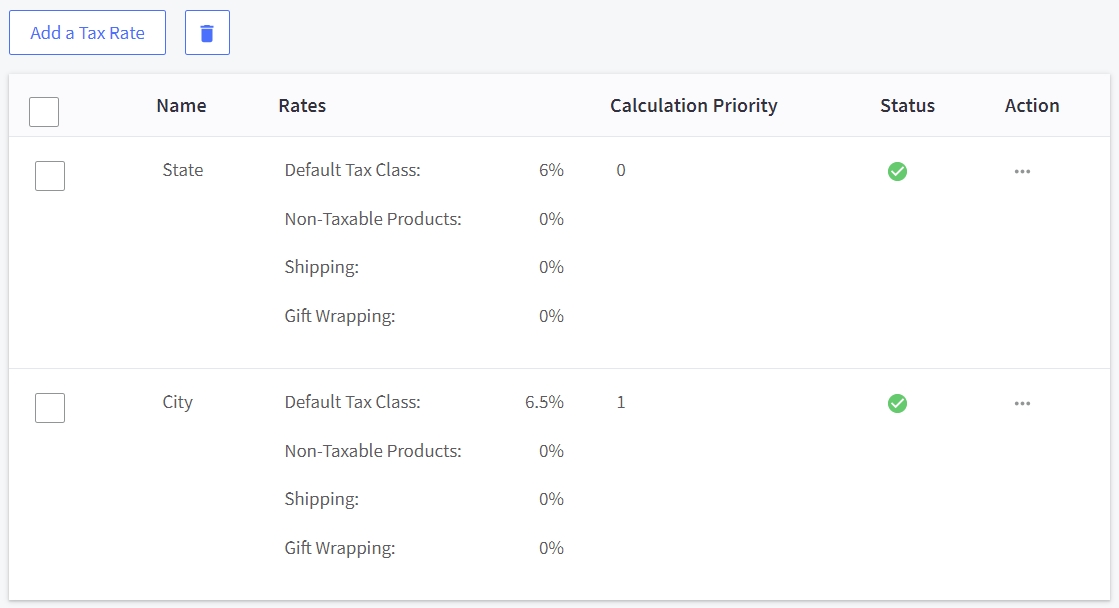 example of city and state tax rates in one tax zone