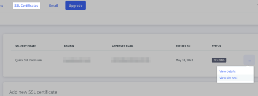 Click View site seal next to your SSL in the Account Dashboard.