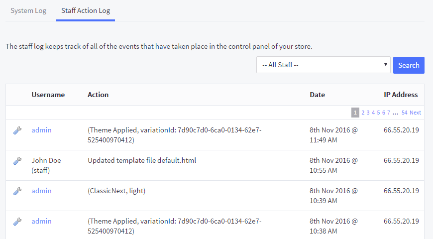 The Staff Action Log