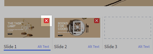 Delete slide button highlighted