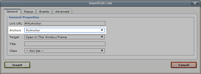 Inserting or Editing anchors