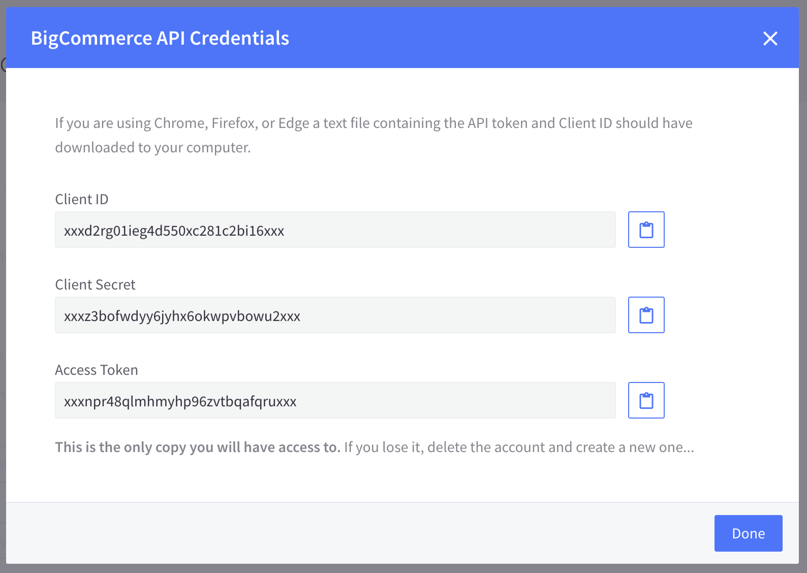 API credentials