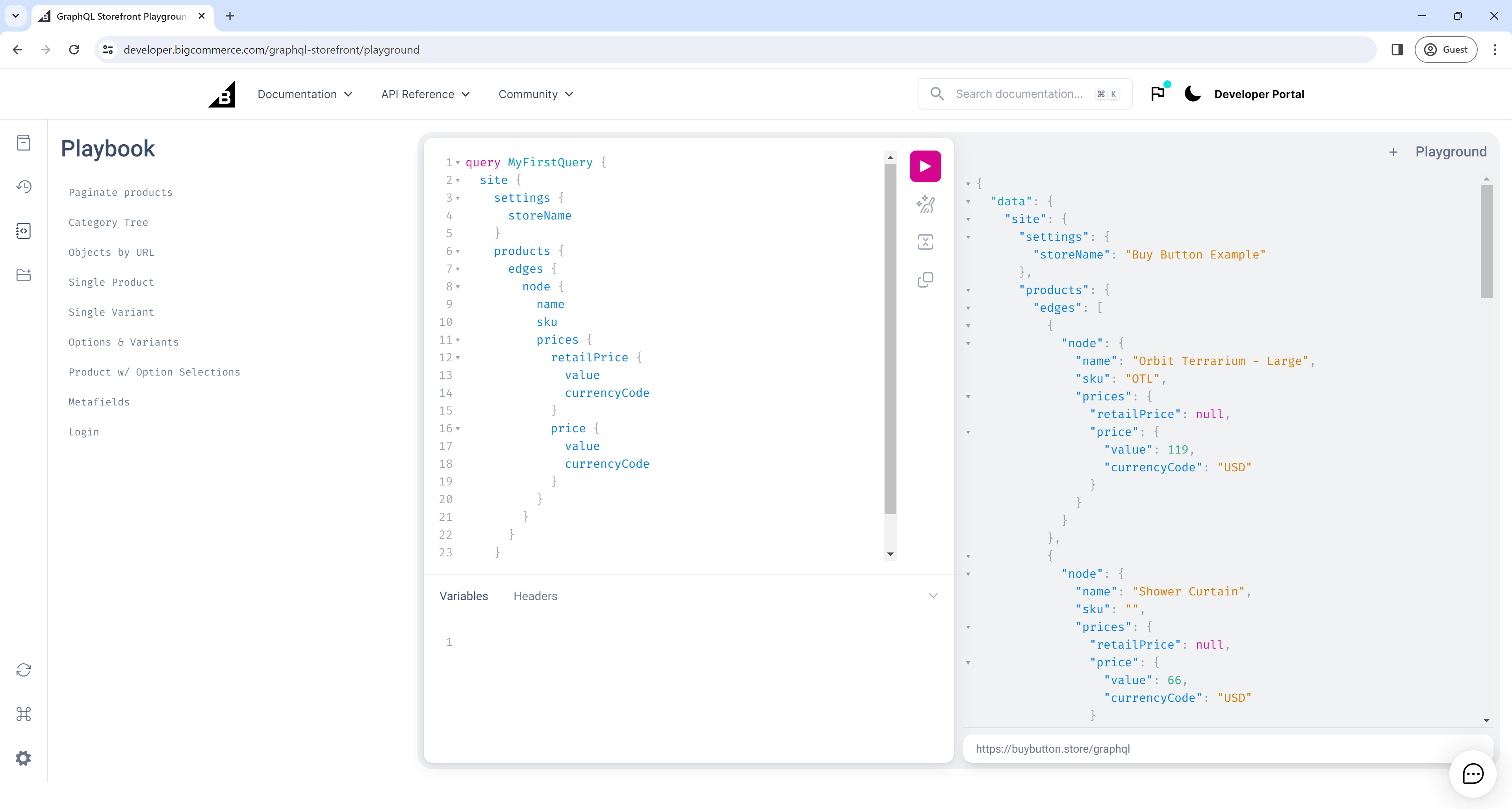 GraphQL Playground Query