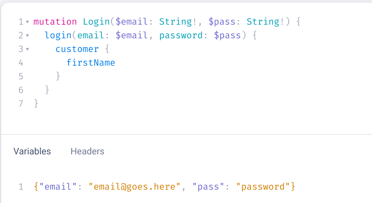 GraphQL Playground Query Variables