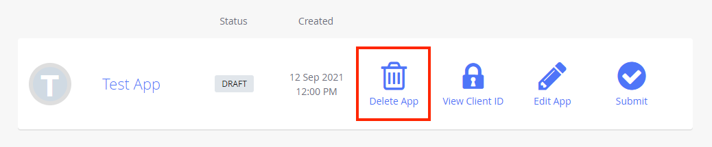 Menu - delete app