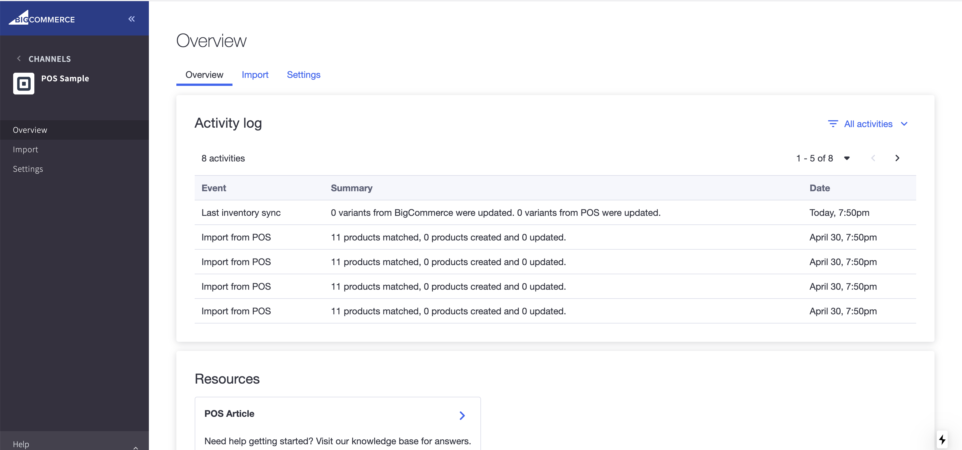 Channel Settings Overview Tab