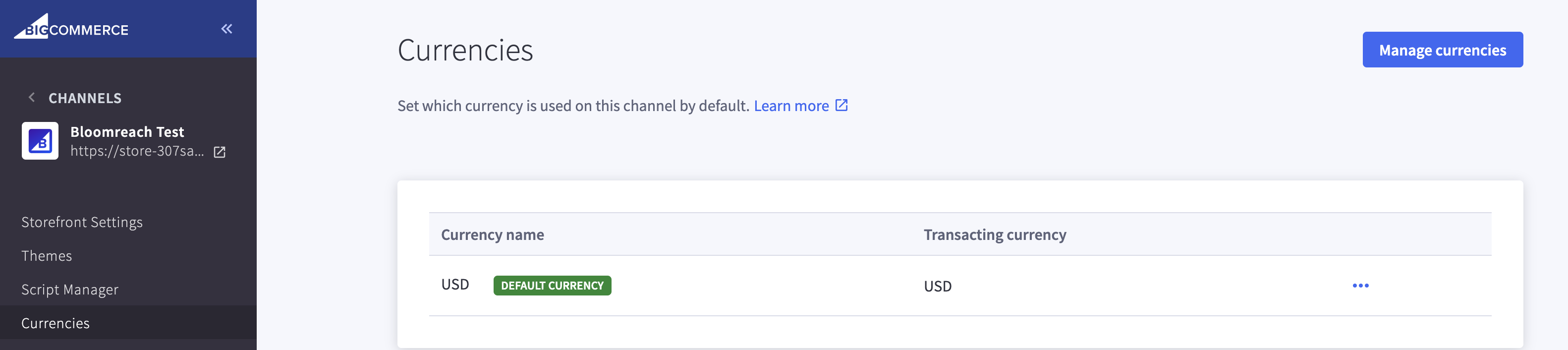 Channel Currency Settings