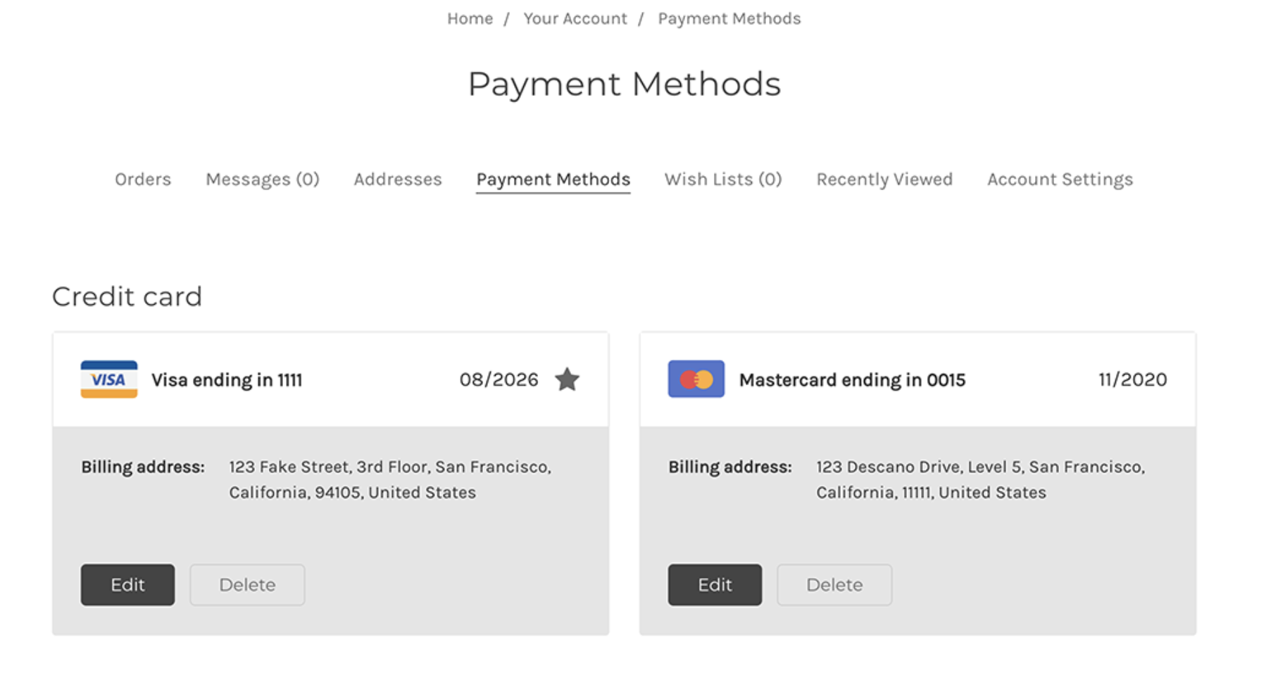 Stored Credit Card Management