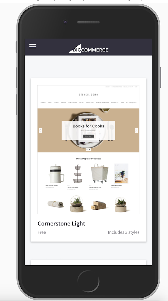 Mobile View of Themes Marketplace